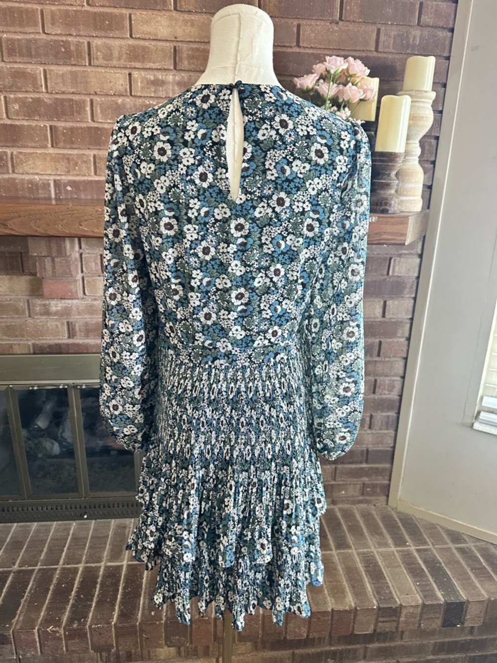 Boden Floral Micro Pleat Tiered Long Sleeve Dress Cottagecore Whimsical Elegant* - Picture 9 of 9